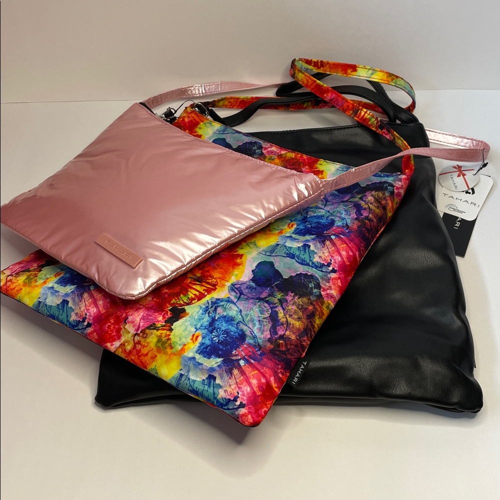 NWT Tahari Pink, Multicolor & Black Tote Bag Set.